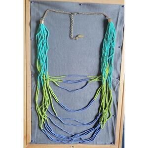 Jules B Multi Strand Purple, Blue, And Green Beaded Layered Necklace